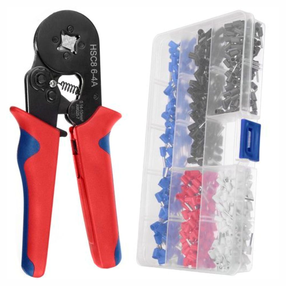 TOOL986 KIt alicate de cravar terminais de ponteira + 500 terminais