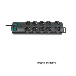 TU-1153300120 Extensão Eléctrica 10 Vias Shucko 2mt c/ Interruptor – Preto