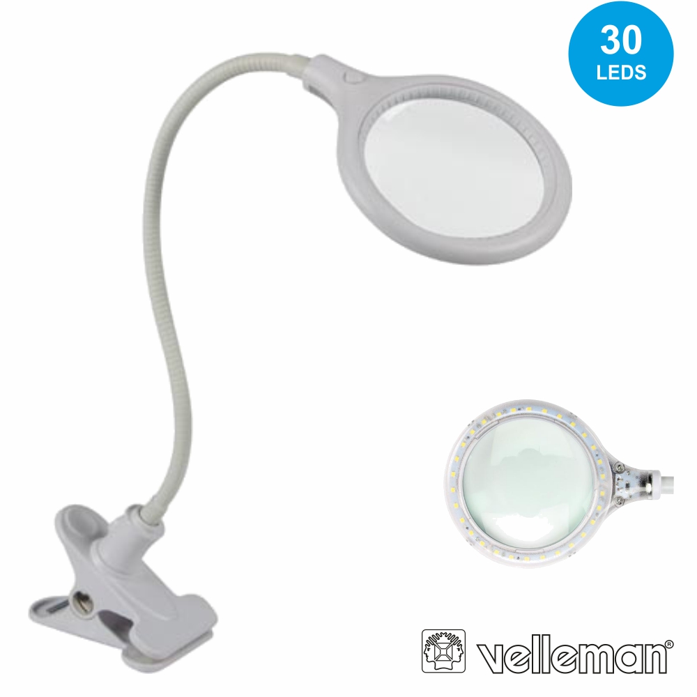 VTLLAMP10N Candeeiro secretária c/ clip - c/ lupa 5 + 6w com 30 Leds