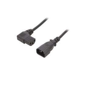 WN114-3/10/1.8BK Cabo de alimentação (3 x 1,0 mm2) IEC C14 (3 pinos) macho - IEC C13 (3 pinos) fêmea - 90 graus 1,8 m