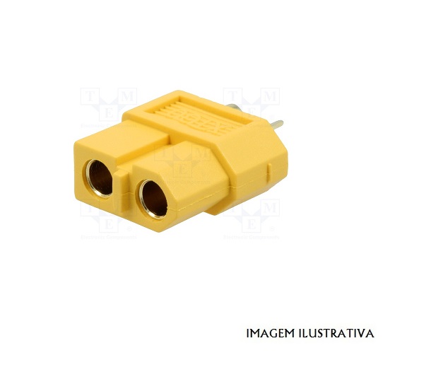 XT60-F Ficha de alimentação DC XT60 femea 2 Pinos p/ soldar cabo