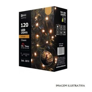 ZY1434T Kit lampadas Led de Natal - retro - branco quente com 12m + 5m cabo + timer