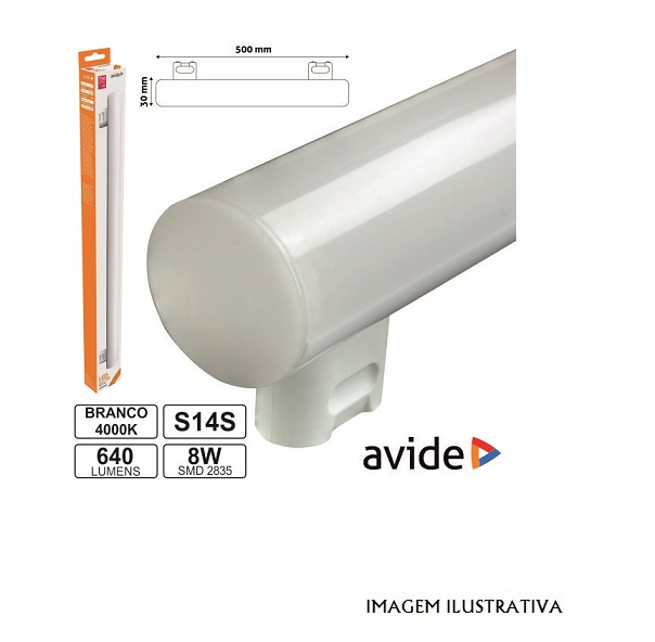 ABS14SNW8W Lâmpada Tubular 8W 50cm LEDS S14s 4000k 640lm