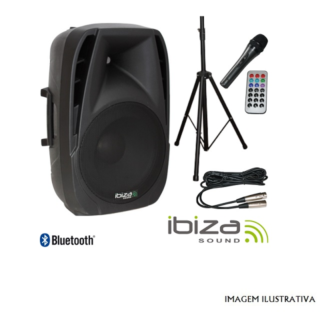 BT15A-PACK Coluna amplif.15p. 500w c/ usb/sd/Bluetooth+suporte+microf