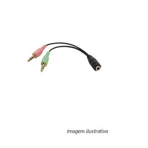 C55245 Cabo 0.2m jack 3.5mm femea 4P x 2 machos 3.5mm stereo