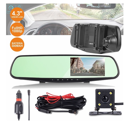 CVCF600 CÂMARA VIGILÂNCIA FHD 1080P ESPELHO RETROVISOR AUTOMÓVEL 4.3