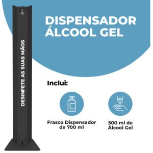 DISP3 Dispensador de álcool gel - metálico com pedal -