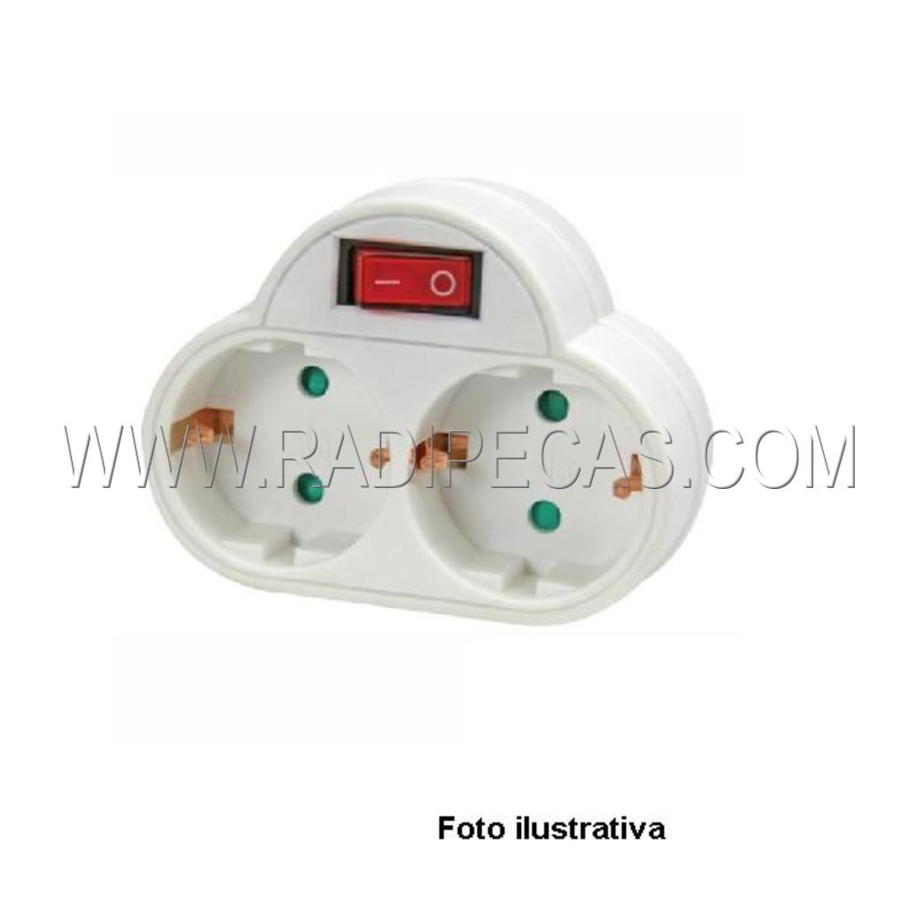 EB2SW Ficha com terra, dupla, com interruptor