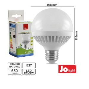 LB134/10NW Lâmpada E27 8W=50W 230V LEDS Globo Branco Natural 650lm