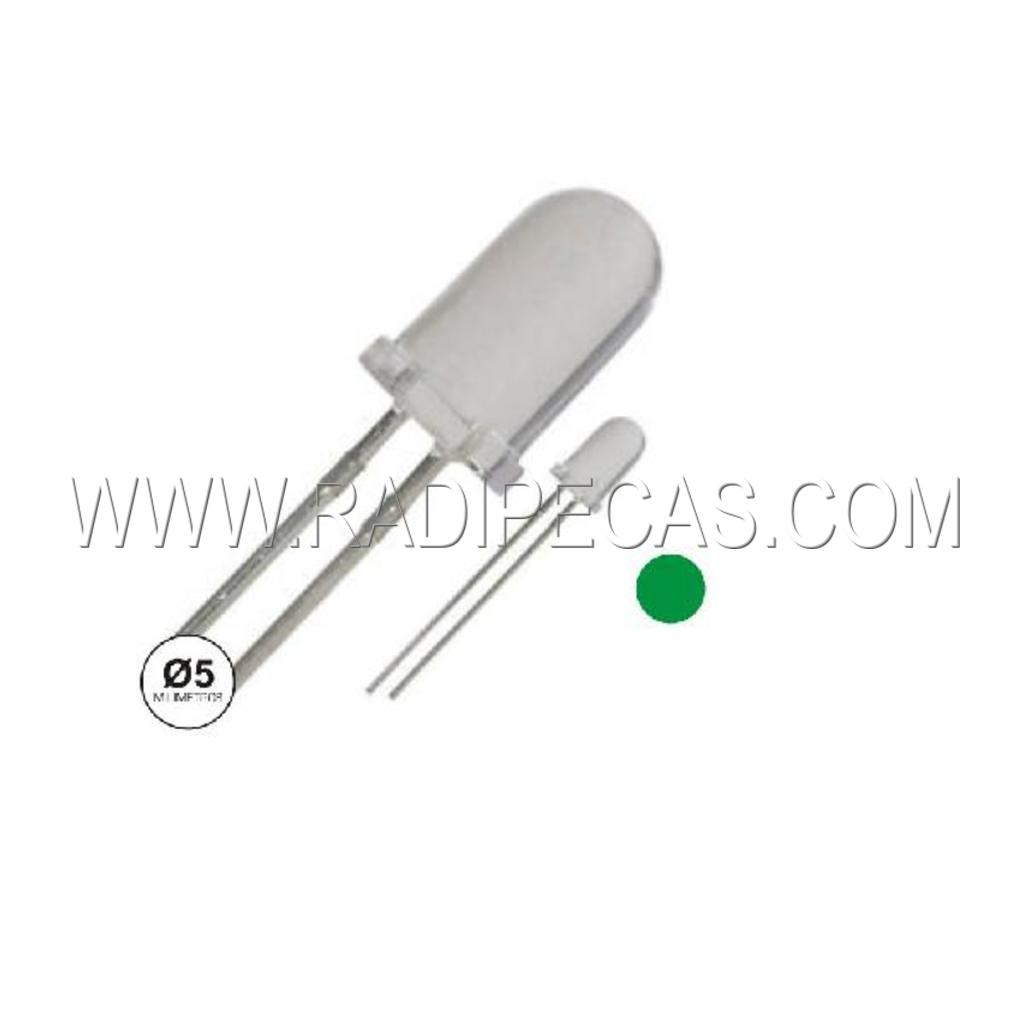 LED5ABV Led 5mm alto brilho transparente , verde