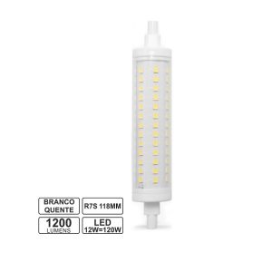 LLR7S11812WW Lâmpada R7s 12w 230v Led 118mm Branco Quente