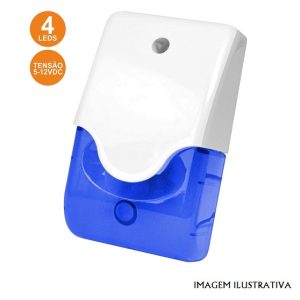 SV7016BL Sirene com flash azul c/ 4 leds ( 5v~12v dc )