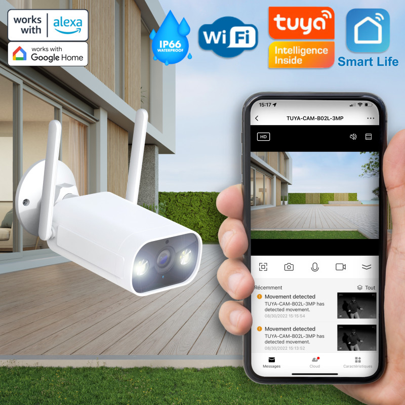 TY-B02L-3MP Câmara Vigilância Ip 2K 3MP Wifi - TUYA Smart / Google / Alexa -