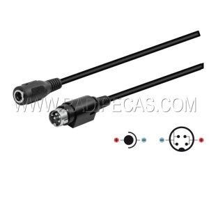 WIR044 CABO mini din 4P macho 1,3 - / 2,4 + , 5.5 x 2.1mm