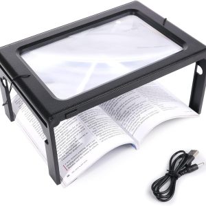 ‎NZCDFDJ-002 Lupa com 6 LEDs, 3X, dobrável, retangular 23,7x17,7cm