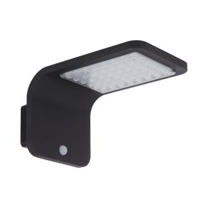 Led Aplique Solar Parede Preto 400lm 4000k