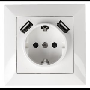 Tomada de Parede Encastrável 2 Entradas Usb 