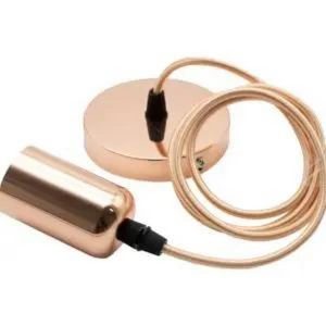 Susp.C/ Fio Textil E27 Liso Ouro Rosa