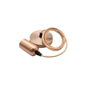 Susp.C/ Fio Textil E27 Vintage Mate Ouro Rosa