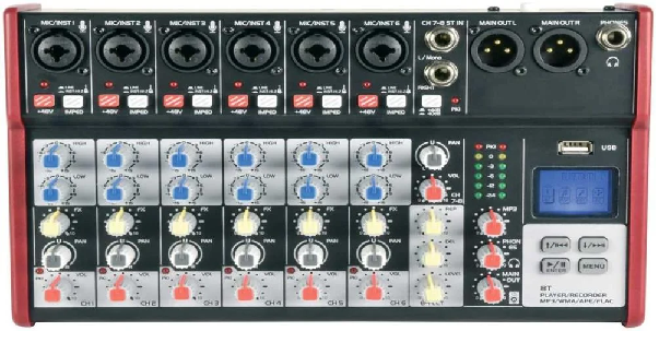 CSM-8 Mesa de mistura 8 canais com usb + Bluetooth