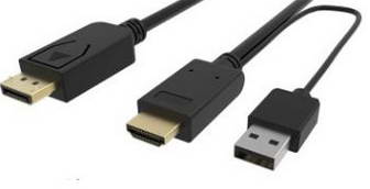NBA318PRO2 Cabo conversor HDMI macho p/ DISPLAYPORT macho c/ alimentação USB 1.8M Preto