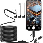 AN97-10M Câmara inspeção endoscópica semi-rígido, IP67 impermeável, USB 3 em 1, tipo C, 6 luzes LED, para Android, Tablet, Windows PC