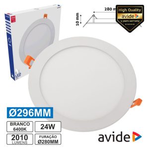 ACRPCW-R-24W-ALU Painel leds redondo 24W 296MM 6400K 2010LM