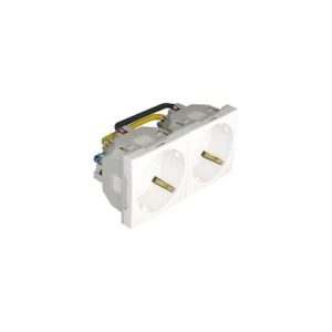 Tomada Dupla Schuko C/Obtur - 4 Mód Vermelha