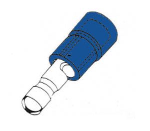 Terminal Cilindrico Macho Blindagem Azul 4.9mm