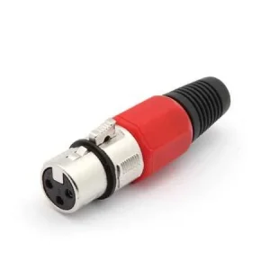 Conector Xlr 3p Fêmea - Nickel - Vermelho
