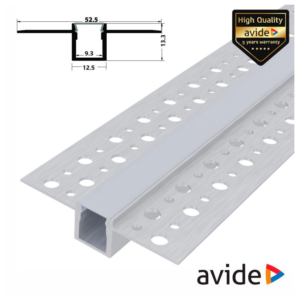 AAP-PBR5213-1M-MK Perfil de aluminio com abas e difusor opaco p/ fila led com 1m