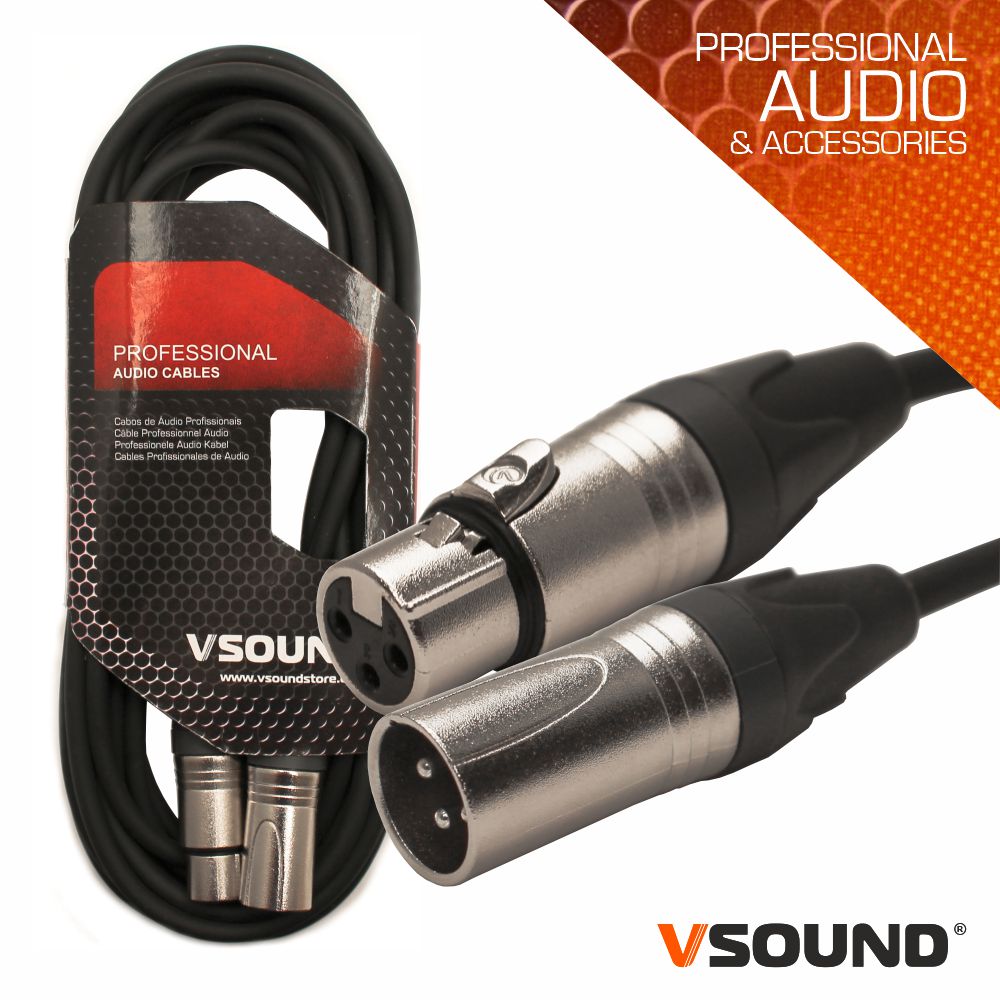 CPSN222-10 Cabo profissional XLR macho / femea 10m - Vsound
