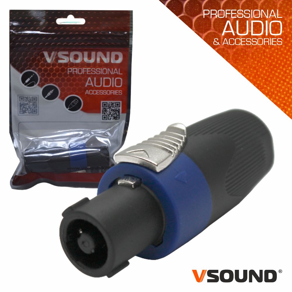 FICHA SPEAKON 4P MACHO C/ PROTEÇÃO E BLOQUEIO VSOUND