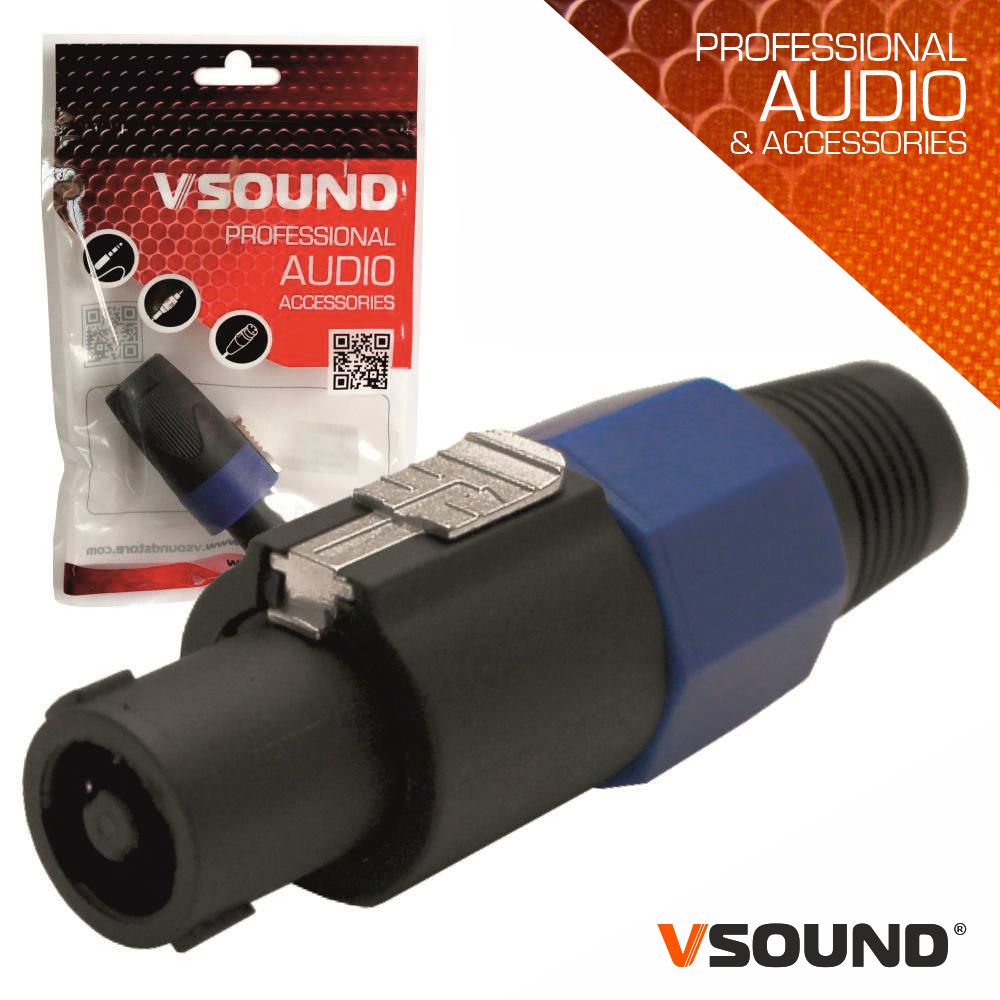 FICHA SPEAKON 4P MACHO C/ PROTEÇÃO E BLOQUEIO VSOUND