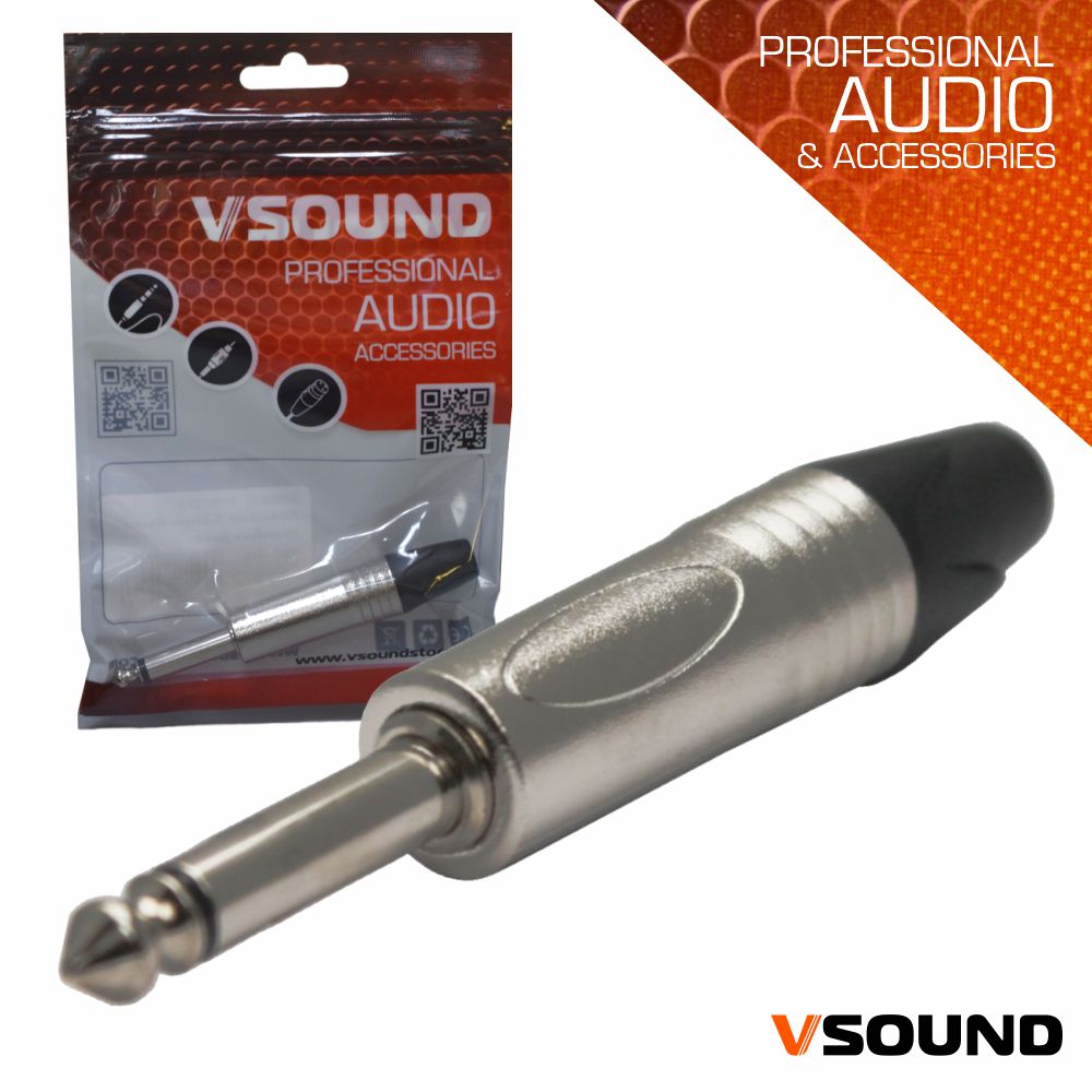 FPS302A Ficha Jack 6.35mm Macho Niquelada Mono Vsound
