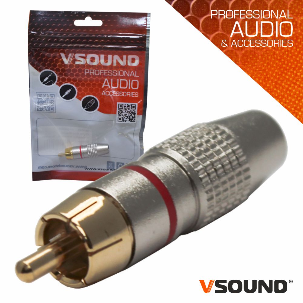 FICHA RCA MACHO VERMELHA METÁLICA / DOURADA VSOUND
