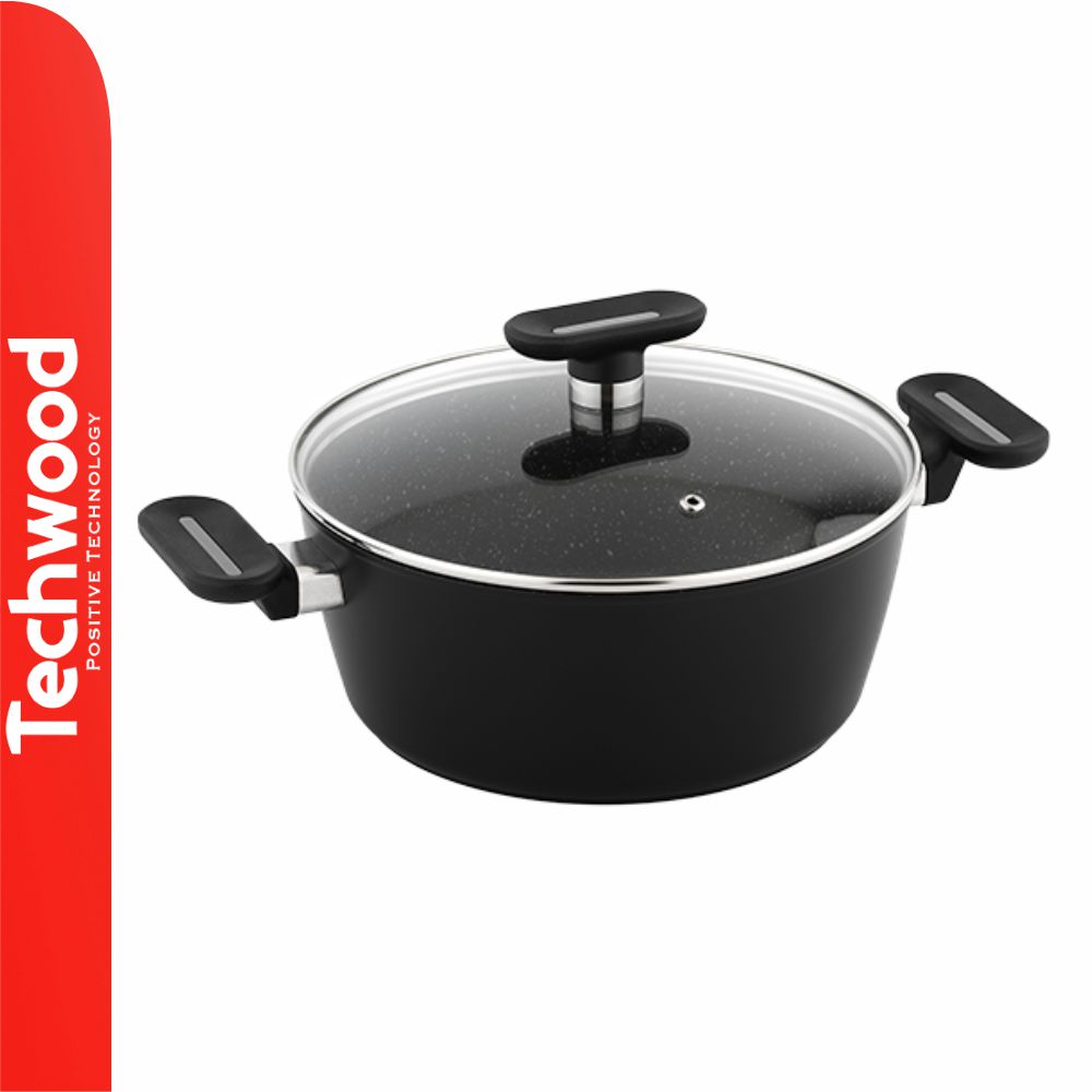 Panela Antiaderente Ø20cm Alumínio C/ Tampa Vidro TECHWOOD