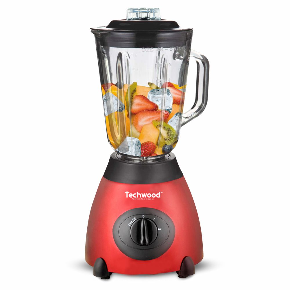 Liquidificador 500W 1.5L C/ Jarro de Vidro Vermelho TECHWOOD
