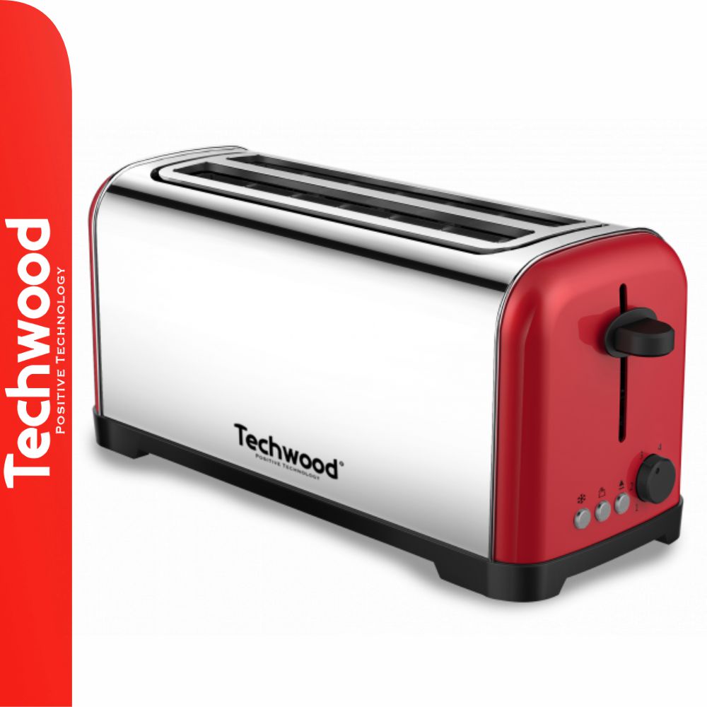 TGPI-4025 Torradeira 2 Ranhuras compridas 1400W INOX/Vermelho - TECHWOOD -
