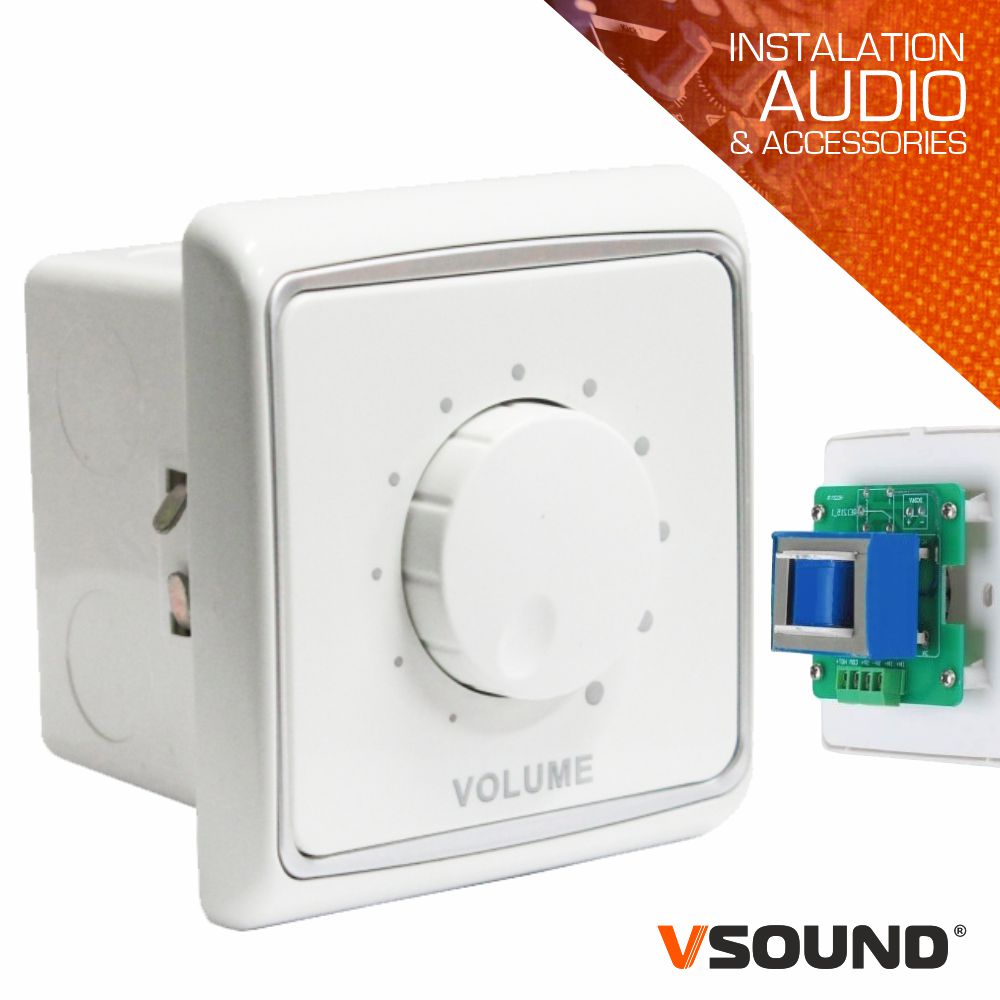 REGULADOR DE SOM 30W 100V INTERIOR PAREDE BRANCO VSOUND