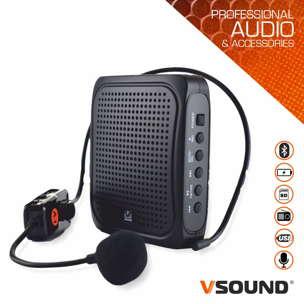 Coluna Amplificada 3" USB/BT/FM/SD/Bat UHF Preto VSOUND