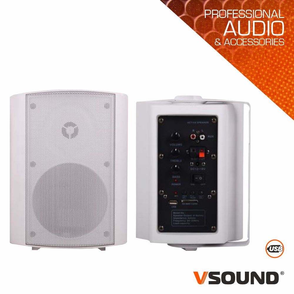 Conjunto 2 Colunas 5" Passiva+Amplificada 80W USB VSOUND