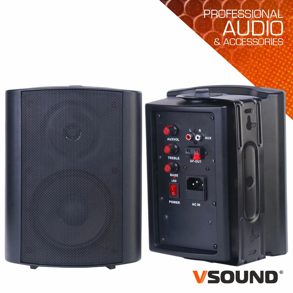 CONJUNTO 2 COLUNAS 5" PASSIVA+AMPLIFICADA 80W VSOUND