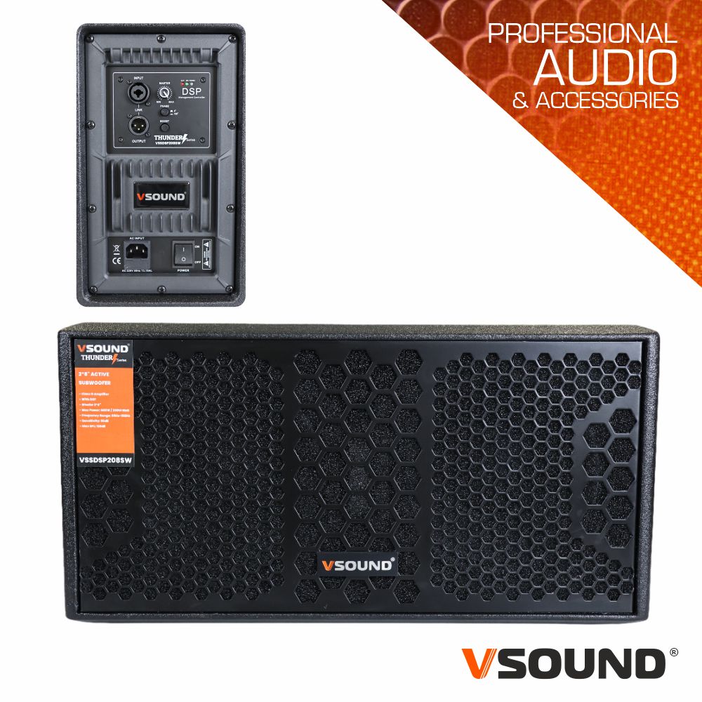VSSDSP208SW Subwoofer amplificado profissional 2x8p DSP 600W VSOUND