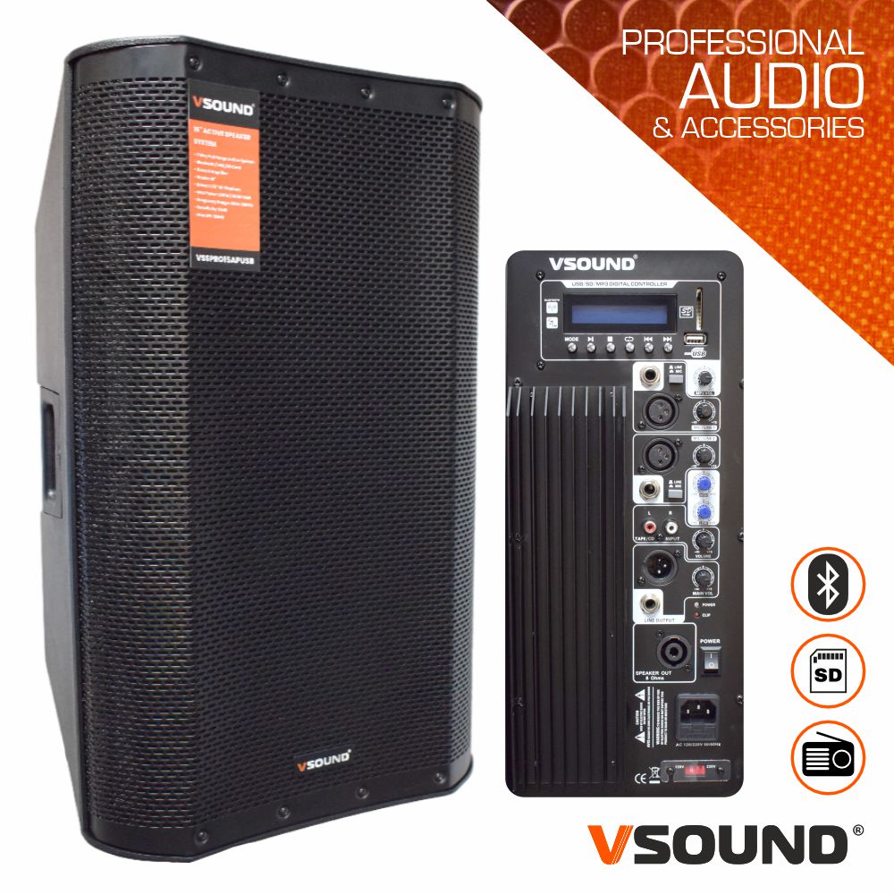 VSSPRO15APUSB Coluna amplif.15pol.300w(rms) fm/usb/bluet