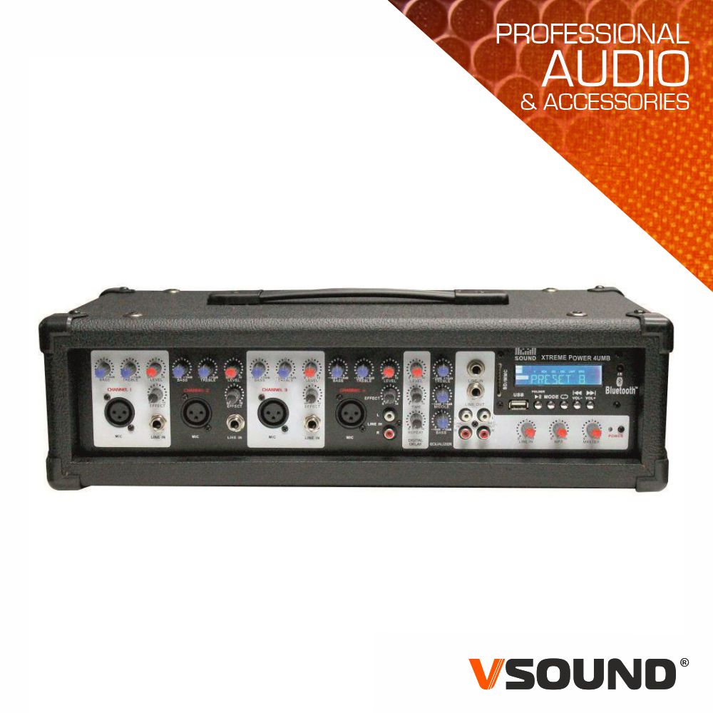 AMPLIFICADOR ÁUDIO PROFISSIONAL 4 CANAIS 120W VSOUND