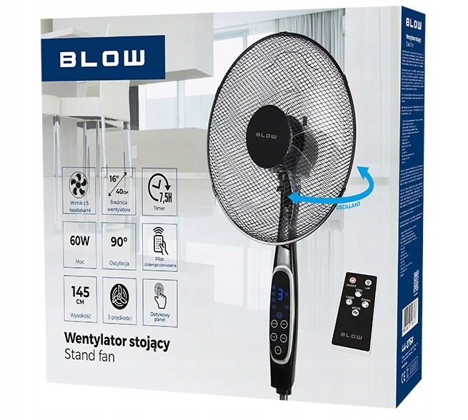 P-44-076 Ventoinha de pé LCD de 16 e 60 W + controle remoto, preto - Image 2