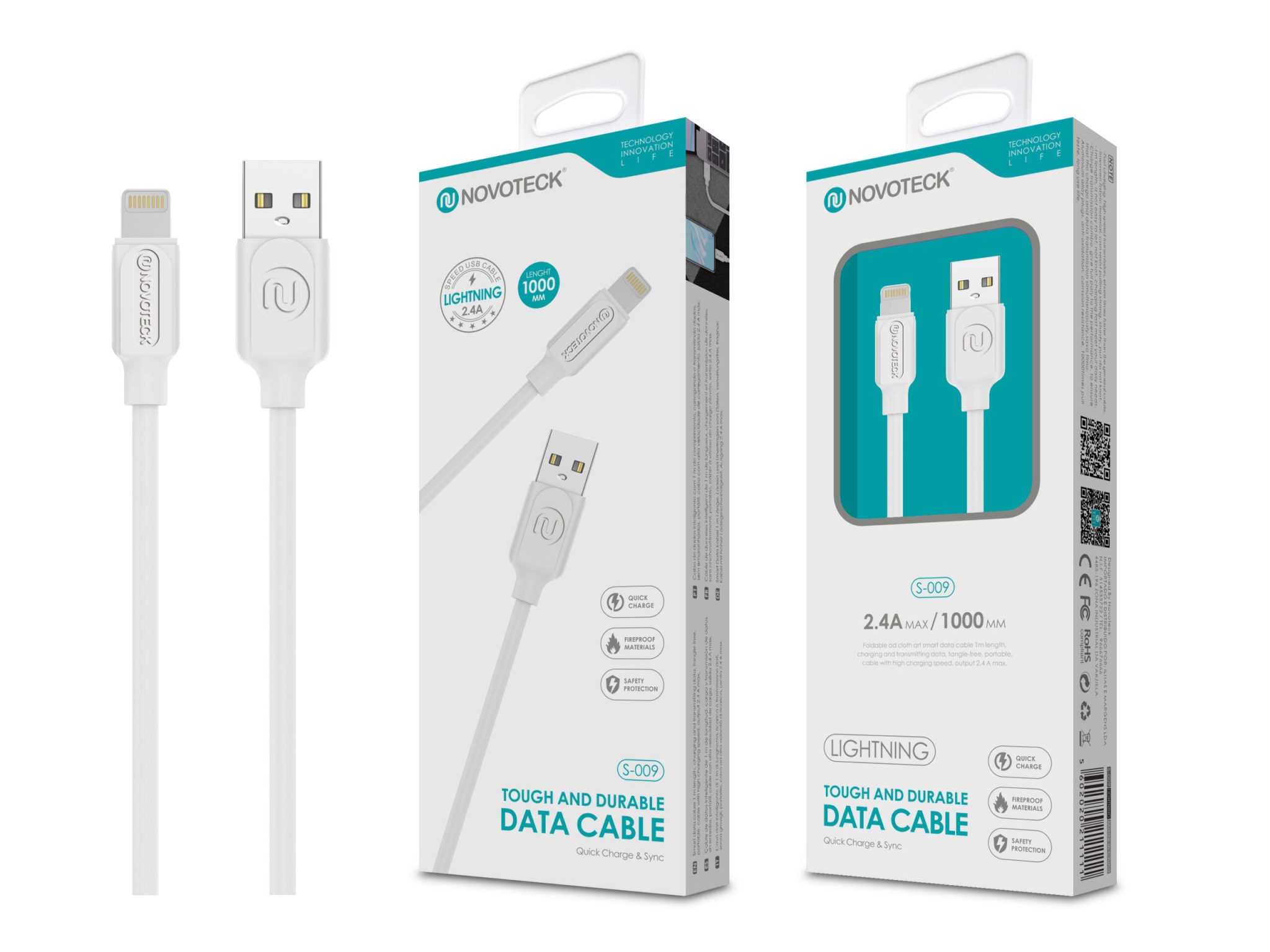 Cabo Lightning Branco 2.4A 1M S-009