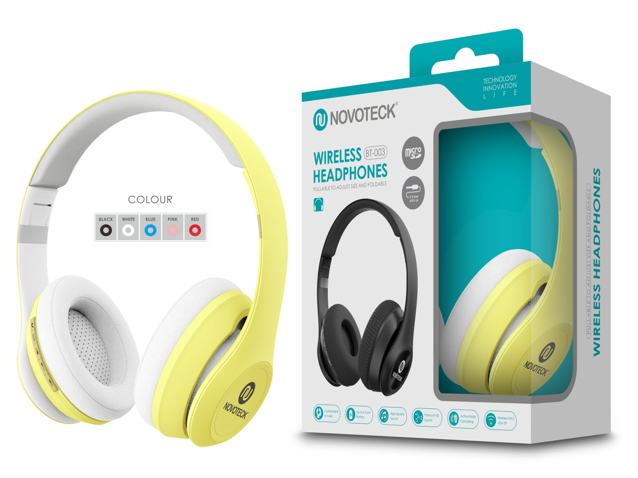 Auscultador Bluetooth Amarela BT-003