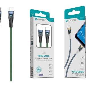 Cabo PD 100W Type-C to Type-C Verde S-069 Luz Indicador